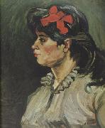 Vincent Van Gogh Portrait of a Woman with rde Ribbon (nn04) oil painting on canvas